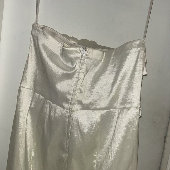 Torrid Vintage Ivory Satin Wedding Cocktail Strapless Pleated Dress Size 16 - Picture 7 of 11